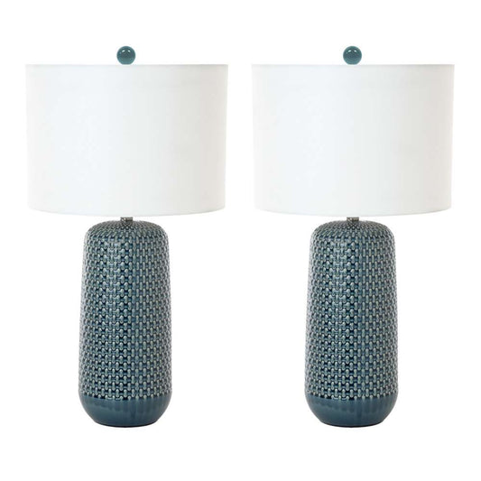 Lux Lighting - Marlin 30in Blue Ceramic Table Lamp, (Set of 2) - LUX-2048-BLUE veiw 2