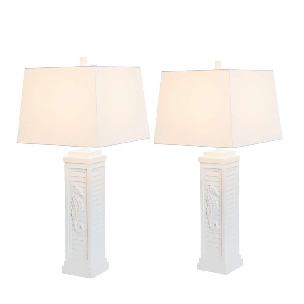 Lux Lighting - Sea Horse Shutter 32in Shutter Lamp w/USB Bright White, (Set of 2) - LUX-3923-WHITE-USB veiw 3