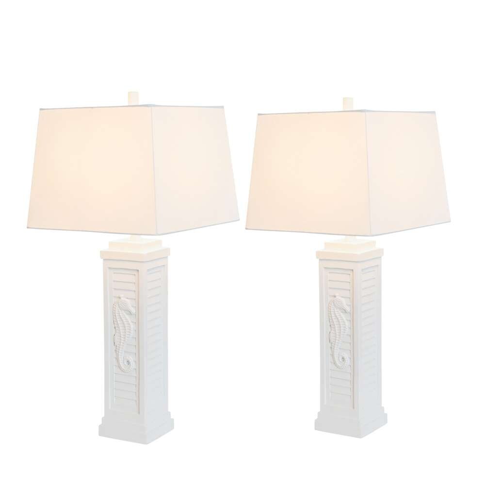 Lux Lighting - Sea Horse Shutter 32in Shutter Lamp w/USB Bright White, (Set of 2) - LUX-3923-WHITE-USB veiw 4