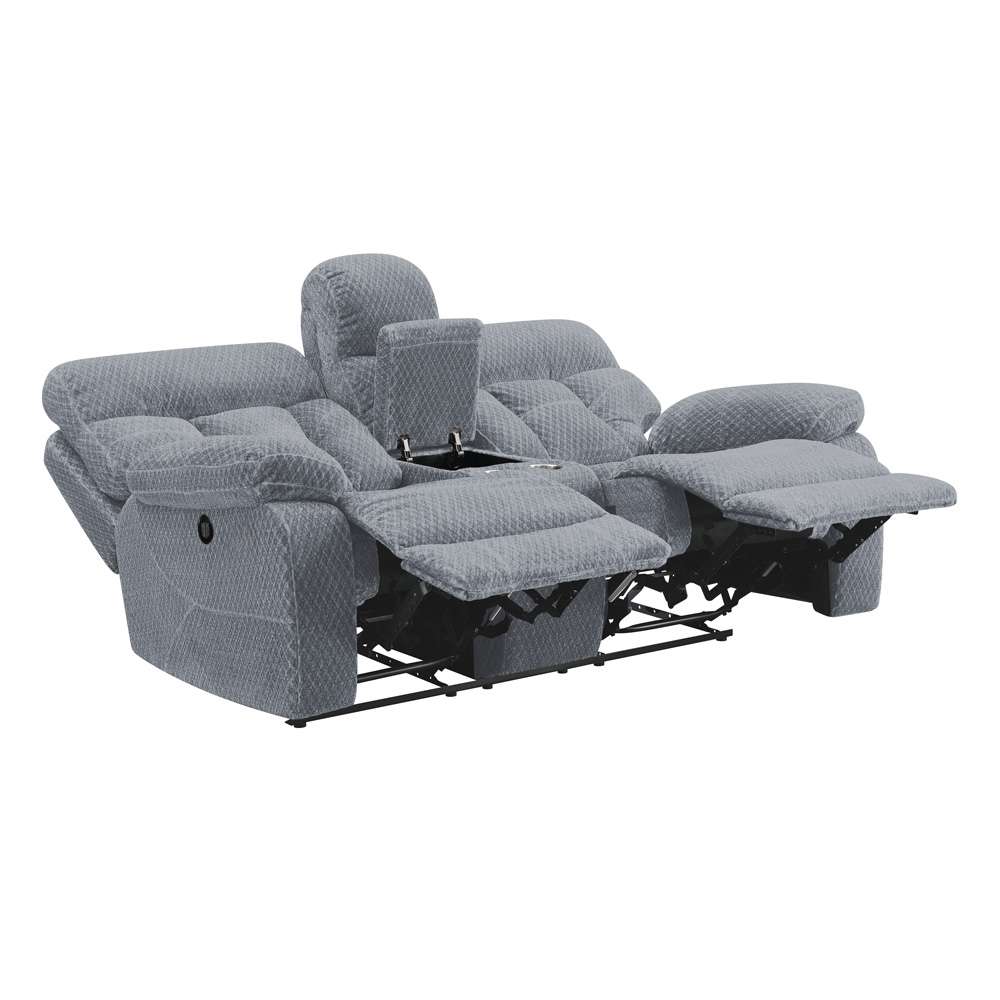 New Classic Furniture - Bravo Dual Recliner Console Loveseat With Power Footrest-Stone - U1165-25P1-STN veiw 3