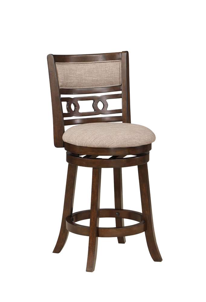 New Classic Furniture - Gia 24in Swivel Counter Stool-Cherry W/Brown Fabric Seat - S1701-CS-CHY veiw 2