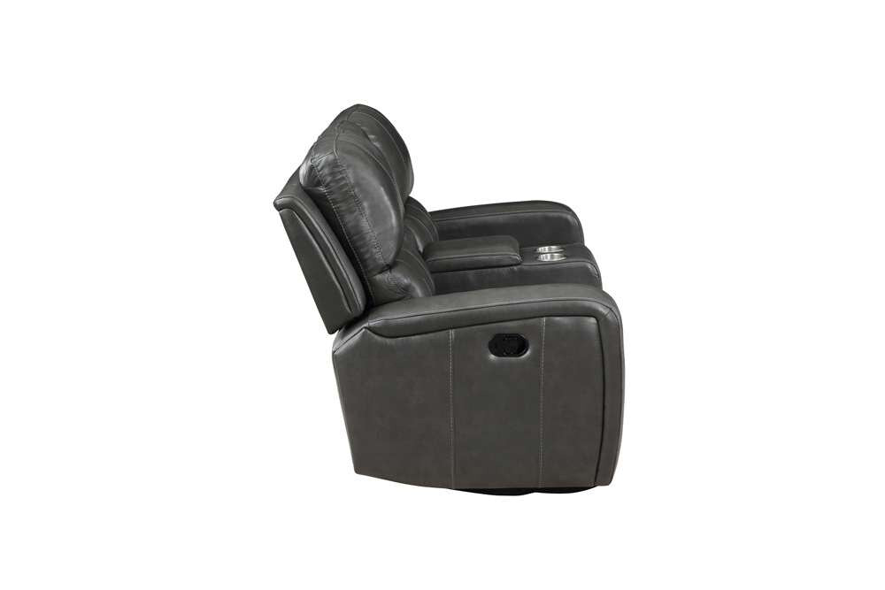 New Classic Furniture - Linton Leather Console Loveseat W/ Dual Recliners-Gray - L1721-25-DGR veiw 4
