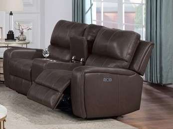 New Classic Furniture - Linton Leather Console Loveseat W/ Pwr Fr-Brown - L1721-25P1-LDB veiw 1