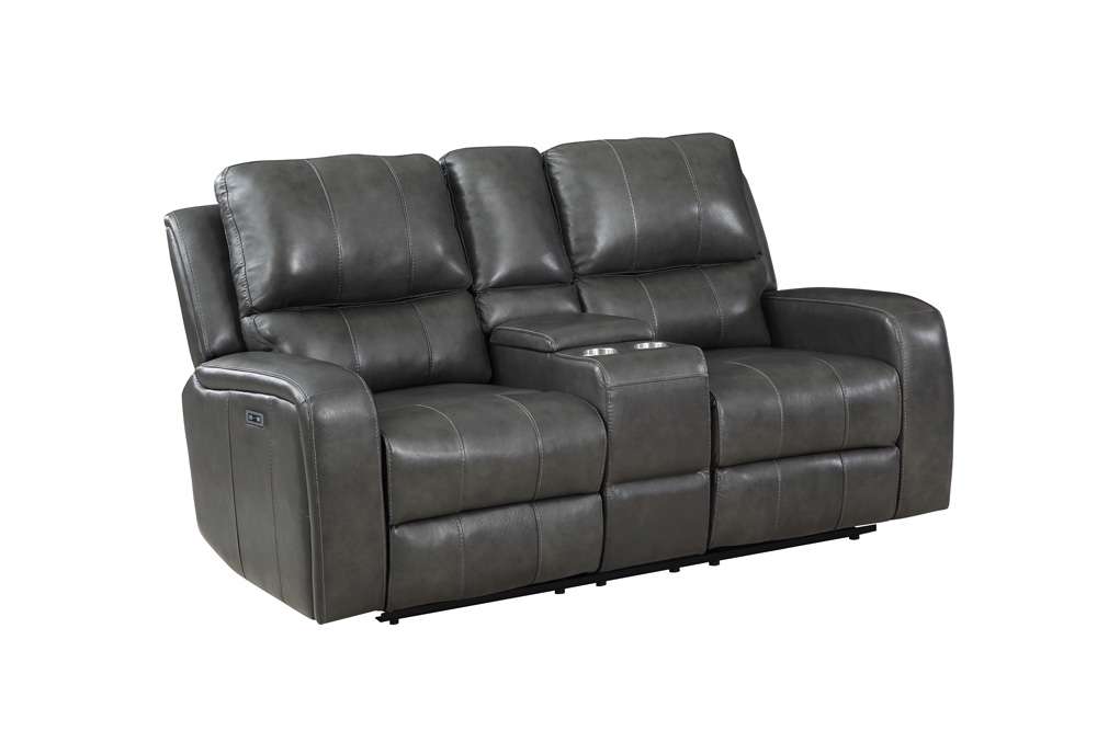 New Classic Furniture - Linton Leather Console Loveseat W/ Pwr Fr-Gray - L1721-25P1-DGR veiw 2
