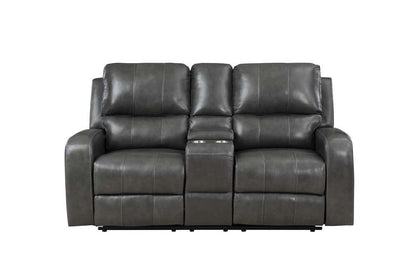 New Classic Furniture - Linton Leather Console Loveseat W/ Pwr Fr-Gray - L1721-25P1-DGR veiw 3