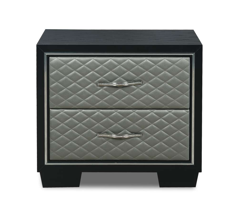 New Classic Furniture - Luxor Nightstand-Black/Silver - B2025-040 veiw 3
