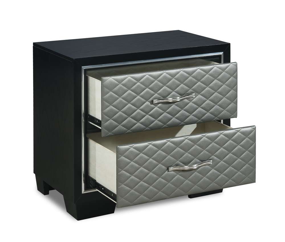 New Classic Furniture - Luxor Nightstand-Black/Silver - B2025-040 veiw 4