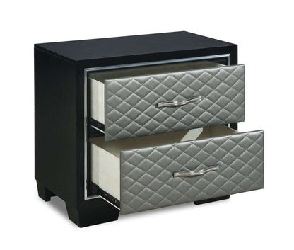 New Classic Furniture - Luxor Nightstand-Black/Silver - B2025-040 veiw 4