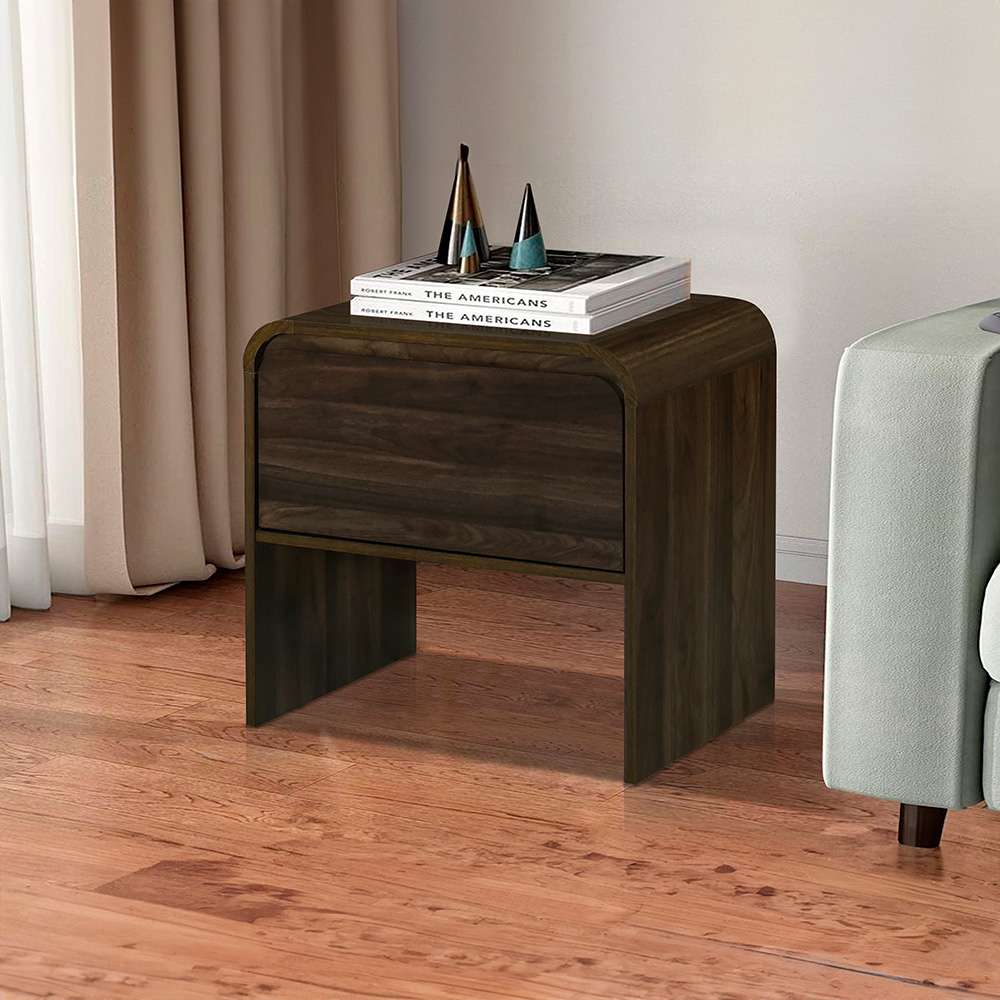 New Classic Furniture - Mara One Drawer End Table / Bedside Table-Walnut - T3518W-20 veiw 1