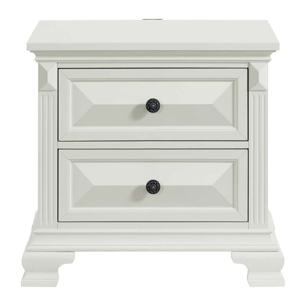 Picket House Furnishings - Sumner 2-Drawer Nightstand with USB in Antique White - B-10980-7-NS veiw 2