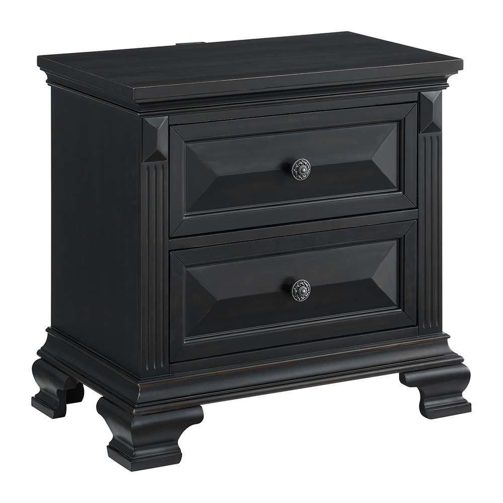 Picket House Furnishings - Sumner 2-Drawer Nightstand with USB in Black - B-10980-8-NS veiw 1