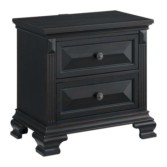 Picket House Furnishings - Sumner 2-Drawer Nightstand with USB in Black - B-10980-8-NS veiw 1