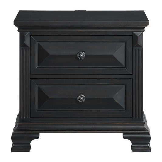 Picket House Furnishings - Sumner 2-Drawer Nightstand with USB in Black - B-10980-8-NS veiw 2