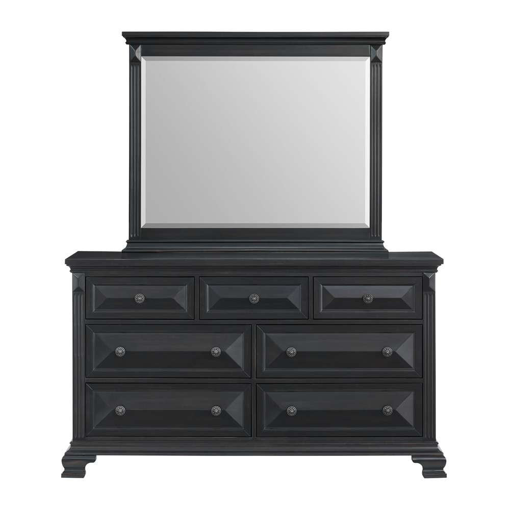 Picket House Furnishings - Sumner Dresser and Mirror Set in Black - B-10980-8-DRMR veiw 3