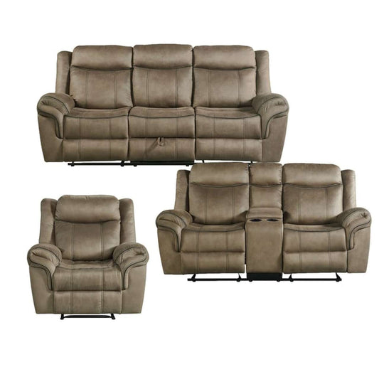 Picket House Furnishings - Tasso 3PC Living Room Set in T101 Brown-Sofa, Loveseat & Recliner - 59928-2X-3PC veiw 1