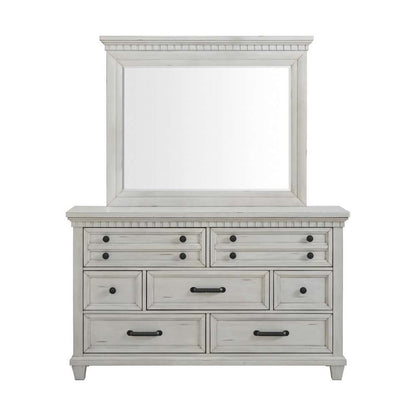 Picket House Furnishings - Windom Dresser and Mirror Set in Antique White - B-10530-7-DRMR veiw 3