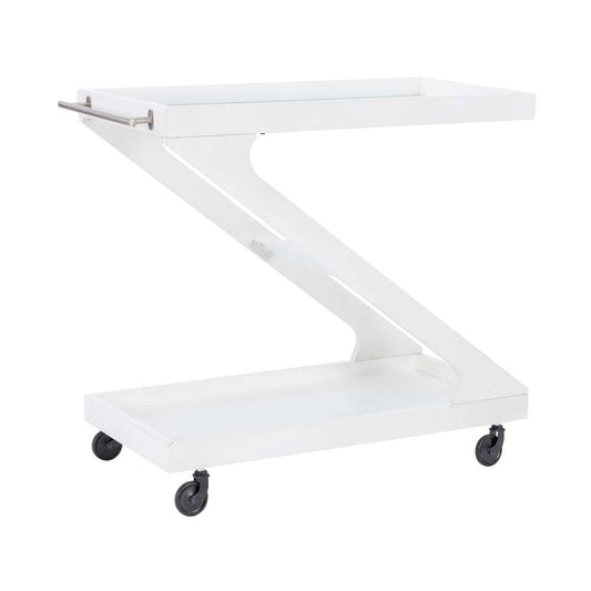 Powell Company - Marlon Wood Rolling Bar Cart, Antique White - D1520LA23NAN veiw 1