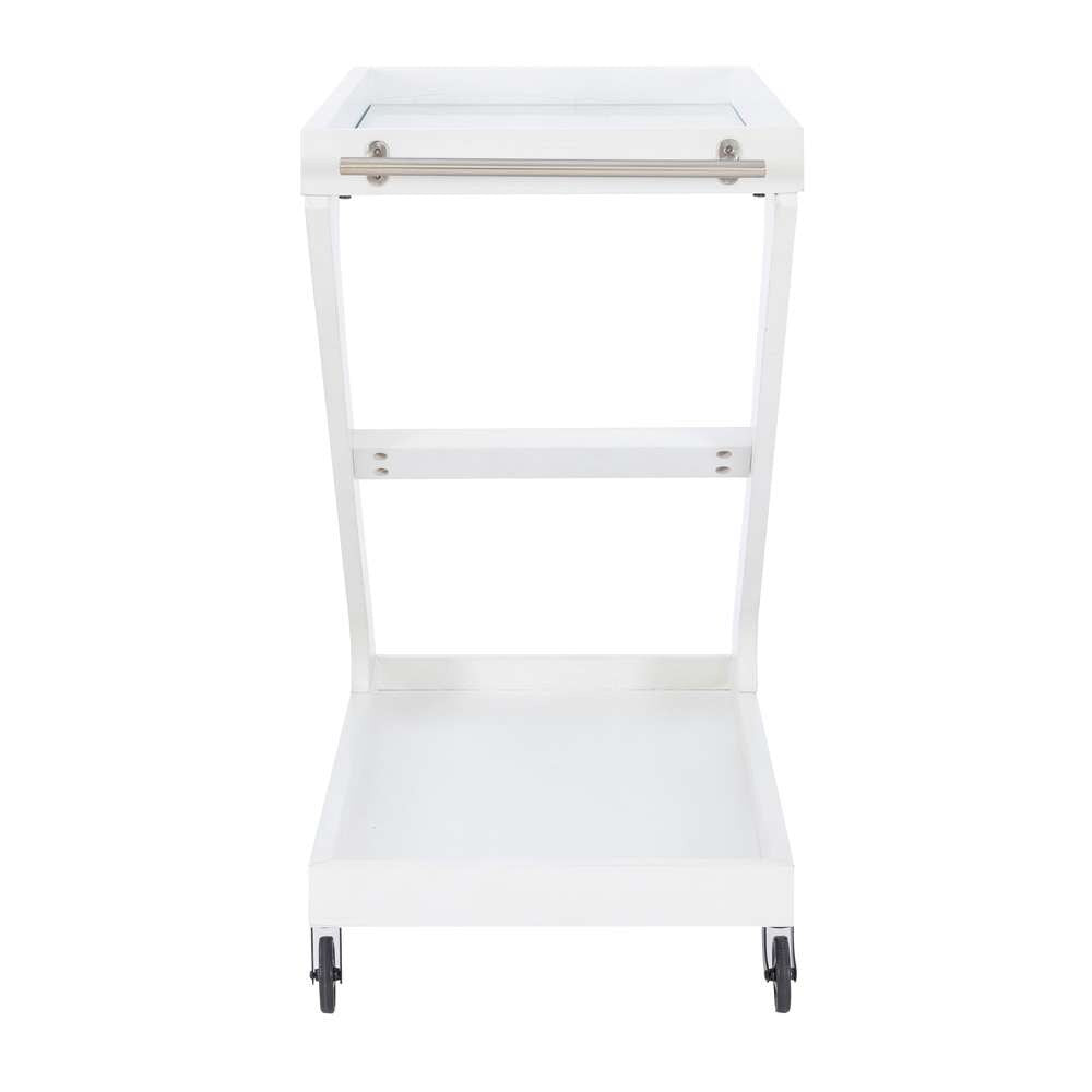 Powell Company - Marlon Wood Rolling Bar Cart, Antique White - D1520LA23NAN veiw 3