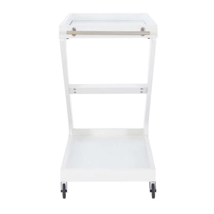 Powell Company - Marlon Wood Rolling Bar Cart, Antique White - D1520LA23NAN veiw 3