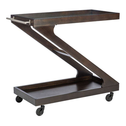 Powell Company - Marlon Wood Rolling Bar Cart, Umber - D1520LA23UMB veiw 1