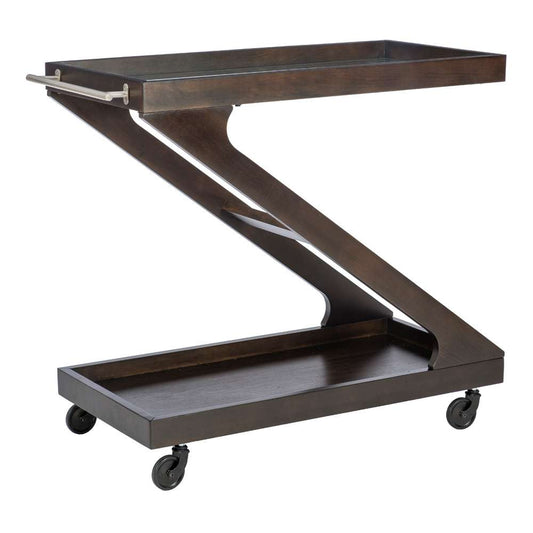 Powell Company - Marlon Wood Rolling Bar Cart, Umber - D1520LA23UMB veiw 1