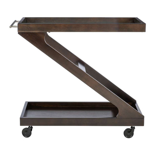 Powell Company - Marlon Wood Rolling Bar Cart, Umber - D1520LA23UMB veiw 2