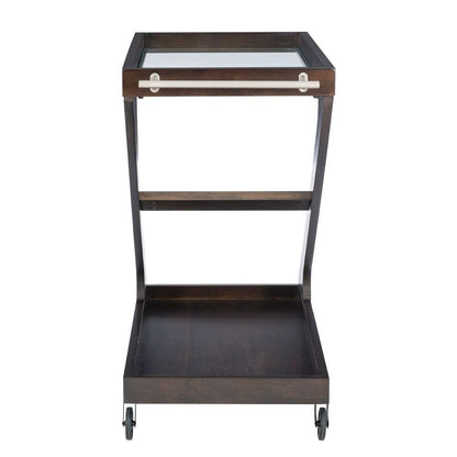 Powell Company - Marlon Wood Rolling Bar Cart, Umber - D1520LA23UMB veiw 3