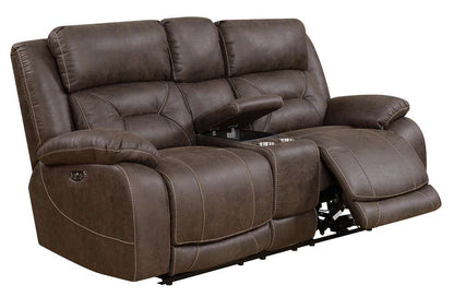 Steve Silver - Aria Dual-Power Reclining Console Loveseat - Saddle Brown - AA950LBN veiw 3