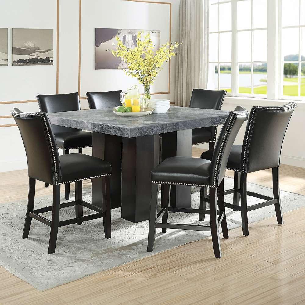 Steve Silver - Camila Square 7PC Counter Set Black Chair - Gray Table Top - CM540-C7PC-GK veiw 1