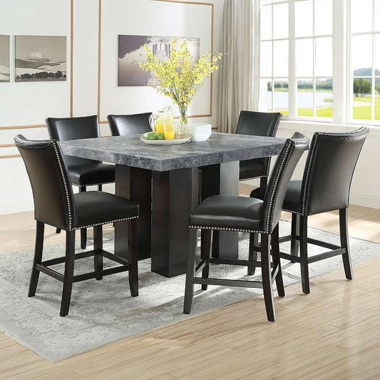Steve Silver - Camila Square 7PC Counter Set Black Chair - Gray Table Top - CM540-C7PC-GK veiw 1