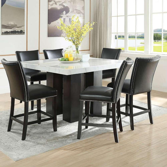 Steve Silver - Camila Square 7PC Counter Set Black Chair - White Table Top - CM540-C7PC-K veiw 1