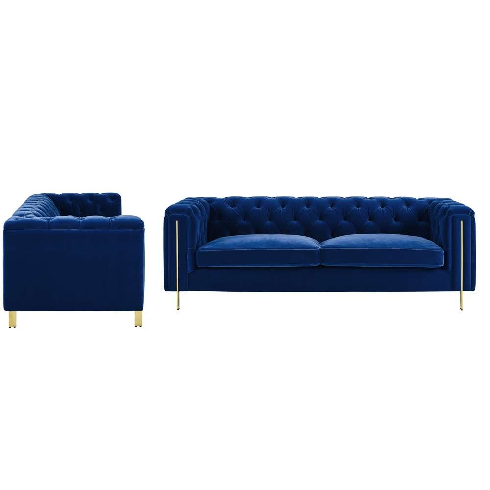 Steve Silver - Charlene Blue Velvet Sofa - Loveseat Set - CH100-2PC-BL veiw 1