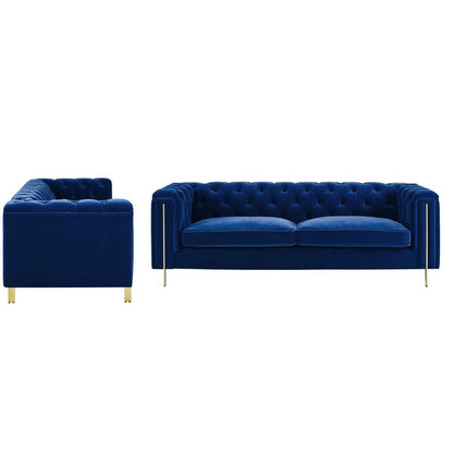 Steve Silver - Charlene Blue Velvet Sofa - Loveseat Set - CH100-2PC-BL veiw 1