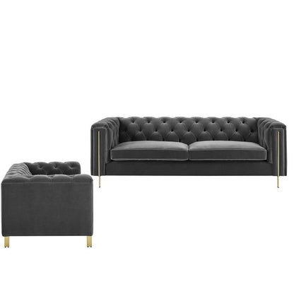 Steve Silver - Charlene Gray Velvet Sofa and Loveseat - CH100-2PC-GY veiw 1