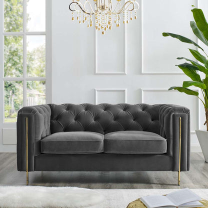 Steve Silver - Charlene Gray Velvet Sofa and Loveseat - CH100-2PC-GY veiw 4