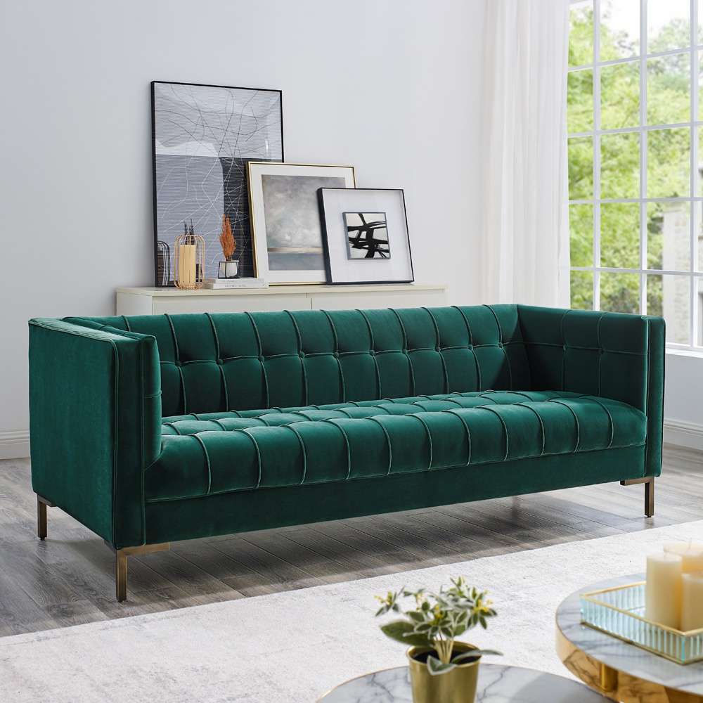 Steve Silver - Isaac Green Velvet Sofa - IC100SGN veiw 5