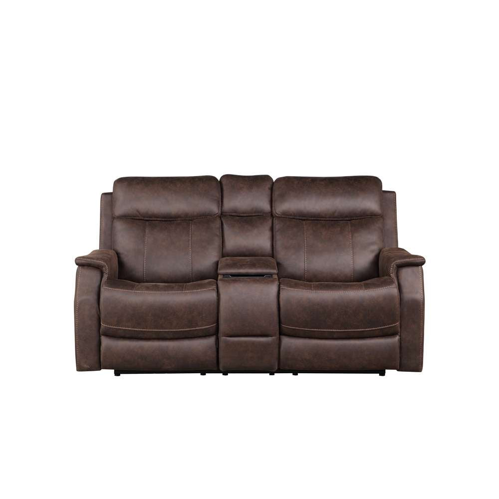 Steve Silver - Valencia Dual-Power Leatherette Reclining Console Loveseat - Walnut - VA950CLW veiw 1