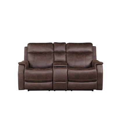 Steve Silver - Valencia Dual-Power Leatherette Reclining Console Loveseat - Walnut - VA950CLW veiw 1