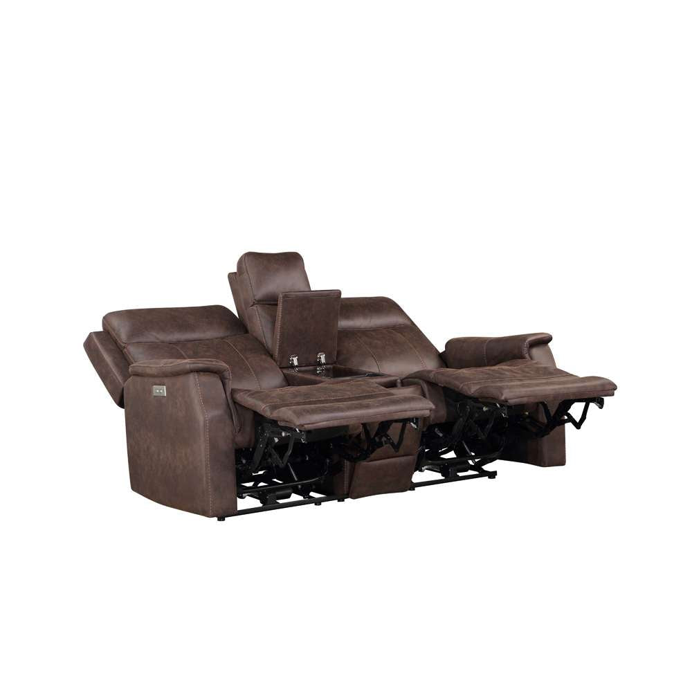 Steve Silver - Valencia Dual-Power Leatherette Reclining Console Loveseat - Walnut - VA950CLW veiw 3