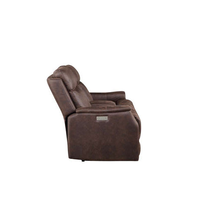 Steve Silver - Valencia Dual-Power Leatherette Reclining Console Loveseat - Walnut - VA950CLW veiw 4