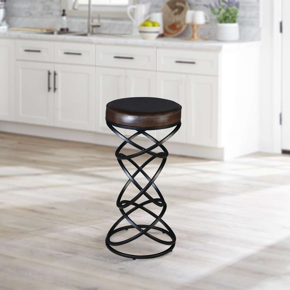 Porter Designs - Polaris Leather 30in Bar Stool, Brown - 02-218-10-6796 veiw 2