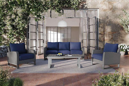 New Classic Furniture - Fiji Outdoor Patio Conversation 4 Pc Set-Sofa, 2 Chairs, Coffee Table-Blue - 60-801C-4P veiw 1