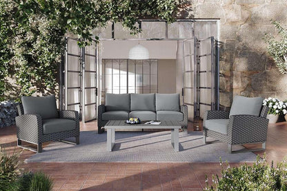 New Classic Furniture - Fiji Outdoor Patio Conversation 4 Pc Set-Sofa, 2 Chairs, Coffee Table-Gray - 60-801G-4P veiw 1