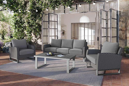 New Classic Furniture - Fiji Outdoor Patio Conversation 4 Pc Set-Sofa, 2 Chairs, Coffee Table-Gray - 60-801G-4P veiw 2