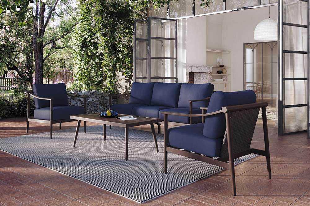 New Classic Furniture - Moana 4 Piece Outdoor Conversation Set - Sofa, 2 Club Chairs And Coffee Table-Blue - G814B-4S veiw 2