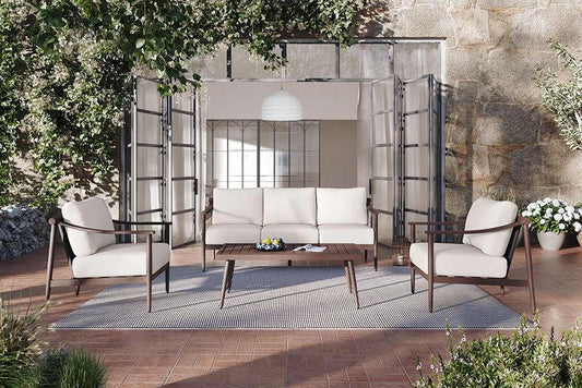 New Classic Furniture - Moana 4 Piece Outdoor Conversation Set - Sofa, 2 Club Chairs And  Coffee Table-Ivory - G814W-4S veiw 1