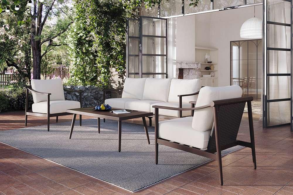 New Classic Furniture - Moana 4 Piece Outdoor Conversation Set - Sofa, 2 Club Chairs And  Coffee Table-Ivory - G814W-4S veiw 2