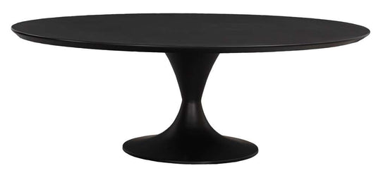 Fairfield Chair Company - Massimo Tulip Cocktail Height Table Base With Laminate 60in Oval Table Black Top Black Leg veiw 1