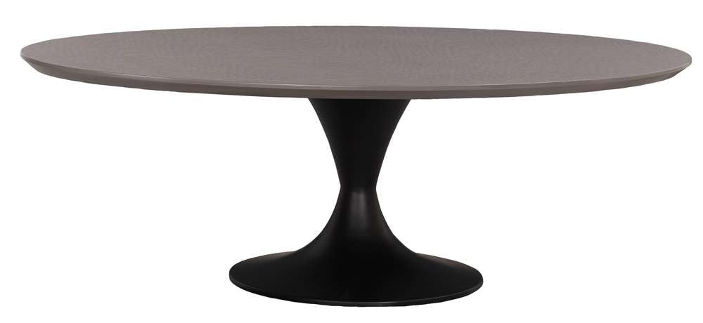 Fairfield Chair Company - Massimo Tulip Cocktail Height Table Base With Laminate 60in Oval Table Brown Top Black Leg veiw 1