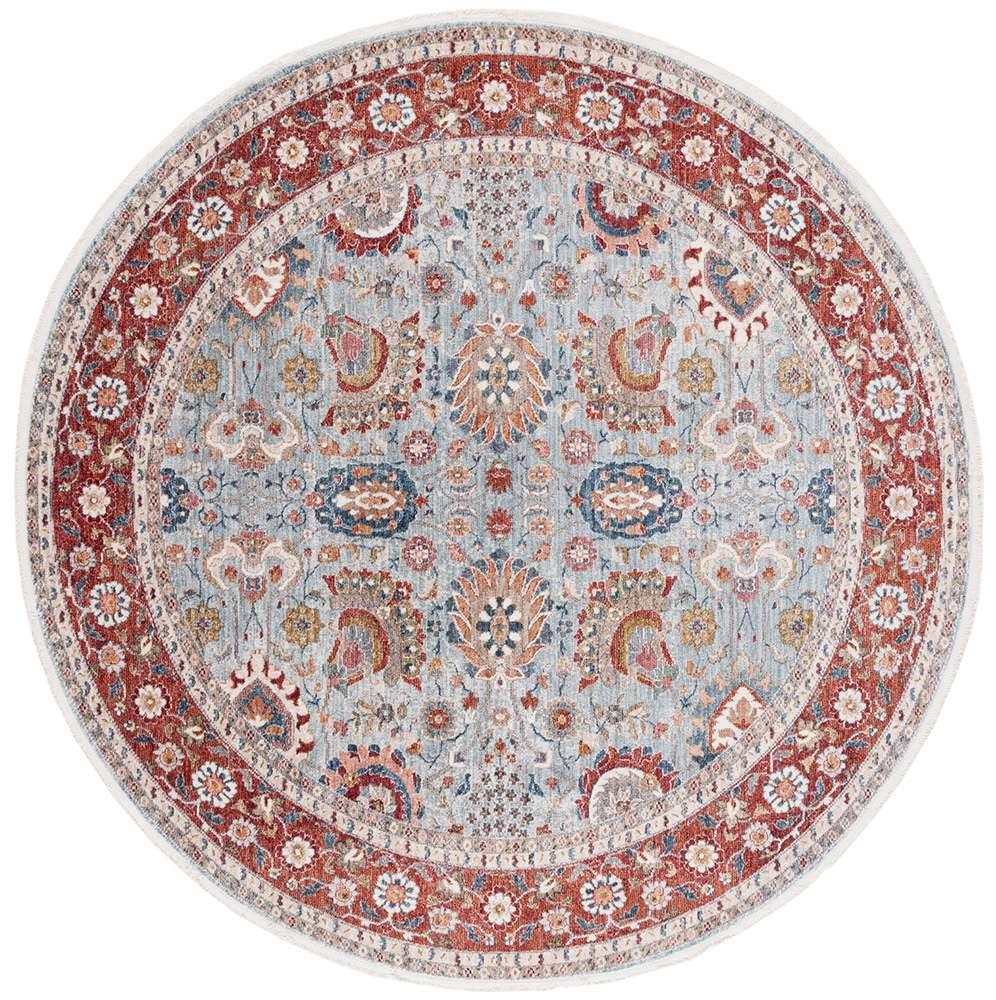 Lauren Ralph Lauren - 1412 Rug - 6-7in X 6-7in Round - Grey Blue / Red veiw 1